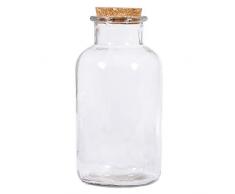 Rayher 46345000 Glasflasche mit Korkdeckel, Höhe 21 cm, 10 cm ø, Öffnung 5 cm ø, Volumen 1.100 ml, Glasgefäß, Vorratsglas