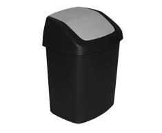 CURVER Abfalleimer mit Schwingdeckel 15 L in schwarz/grau, Plastik, 30.6 x 24.8 x 41.8 cm