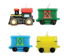 PME CA007 Kerzen mit Eisenbahnmotiv, Sortiment, 4-teilig, Kunststoff, Multicolored, 4 x 1.5 x 4 cm