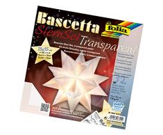 folia 800/1515 - Bastelset Bascetta Stern, Transparent weiß, 15 x 15 cm, 32 Blatt, fertige Größe des Papiersterns ca. 20 cm, mit ausführlicher Anleitung - ideal zur zeitlosen Dekoration