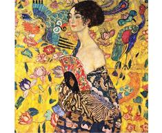 Kunstdruck auf Leinwand. Dame mit FÃ¤cher. Bild von Gustav Klimt