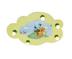 Elobra Bildwolke Teddybär LED Deckenleuchte für Kinder, Holz, E14, 40 W, Lindgrün, 73 x 47 x 6 cm