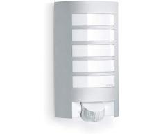Steinel Außenleuchte L 12 silber, 180° Bewegungsmelder, 10 m Reichweite, robuste Alu-Blende, E27, Max. 60 W, Wandleuchte
