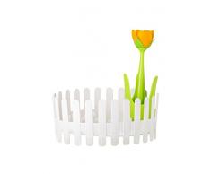 VIGAR Dish&Cutlery Flower Power Abtropfgestell rund für Küchengeschirr, Polypropylen, ABS, Silikon, weiß/grün/gelb
