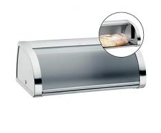WMF Gourmet Brotkasten 45 x 28 x 18 cm, Brotbox mit Klappdeckel aus Glas, Brotdose, Cromargan Edelstahl mattiert