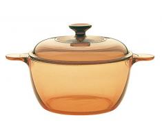 Visions Kochtopf Versa aus Pyroceram-Glas 1,5 Liter mit Glas-Deckel, braun