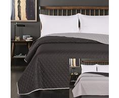 DecoKing 45800 Tagesdecke 220 x 240 cm schwarz Stahl Silber anthrazit grau Bettüberwurf zweiseitig Steppung Black Silver Paul