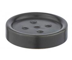 WENKO Seifenablage Polaris, Seifenschale zur Aufbewahrung von Handseife, aus edler Keramik, Ø 11 x 2,8 cm, Grau matt