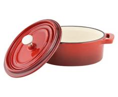 Provencale Professional Gusseisen oval Mini Cocotte & Deckel, rot, 12,5 x 9,5 cm, 200 ml