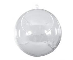Rayher 39481800 Plastik-Kugeln, transparent, teilbar, 12 cm ø, mit Ausschnitt 7,5 cm ø, Set 4 Stück, zum befüllen, Acrylkugeln mit Aufhänge-Öse, Dekokugeln 2tlg., durchsichtig