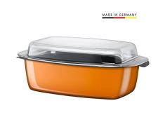 Silit Passion Orange Bräter, mit Glasdeckel, 32 x 21 x 15 cm, Silargan Funktionskeramik, induktionsgeeignet, backofenfest, orange, 5,3 l