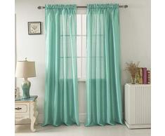 RT Designers Collection Nikki Faux Silk Rod Pocket Vorhang, Polyester, Aqua, 54 x 90 in