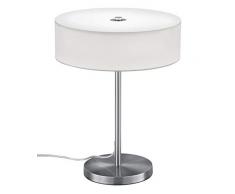 Trio Leuchten 571911201 Lugano A+, LED Tischleuchte, nickel, 12 watts, Integriert, Stoffschirm Weiß, 30 x 30 x 40 cm