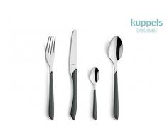 Kuppels PRISMA Besteck-Set bunt, für 6 Personen, poliert, rostfrei & spülmaschinenfest, Essbesteck, Besteckset, Edelstahl, Kunststoff, Dunkelgrau/Silber, 24-teilig