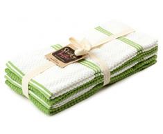 Sticky Toffee 100% Baumwolle Frottier Geschirrtücher, 4er Set Geschirrtücher | 40,6 x 71 cm | Grün | Weiche saugfähige Restaurant-Bar-Glas-küchentücher