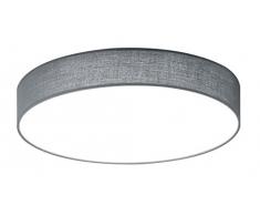 Trio Leuchten 621912411 Lugano A+, LED Deckenleuchte, nickel, 22 watts, Integriert, Stoffschirm Grau, mit Switch-Dimmer,40 x 40 x 10.5 cm