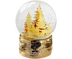WeRChristmas 15 cm Schneekugel Santa Schlitten und Weihnachtsbäume Dekoration, Gold