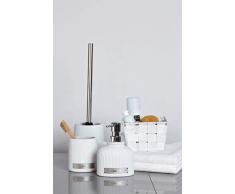 WENKO 23261100 Seifenspender Bath, Flüssigseifen-Spender, Spülmittel-Spender Fassungsvermögen: 0,22 l, Keramik, 10,5 x 15 x 8,5 cm, weiß