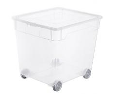 Sundis Clear Box Aufbewahrungsbox 31 l mit Deckel und Rollen, Kunststoff (PP), transparent, 31 Liter (40 x 33,5 x 36 cm)