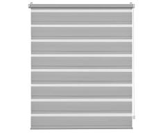 Deco Company Duo-Rollo zum Klemmen, Seitenzugrollo, Transparente und blickdichte Streifen, Alle Montage-Teile inklusive, Hellgrau, 50 x 150 cm