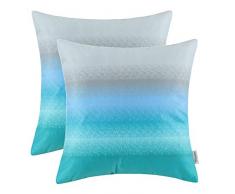 CaliTime Kissenbezüge für Couch/Bett, Sofa, Bauernhof, 2 Stück 20 X 20 Inches Farbverlauf - Grau bis Blaugrün