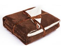 DecoKing Premium 01660 Decke 220x240 cm Microfaser Kuscheldecke Lammfelloptik Mikrofaserdecke Fleecedecke Wohndecke Tagesdecke Fleece weich sanft flauschig kuschelig skandinavischer Stil Braun Lamby