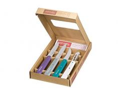 Opinel Küchenmesser-Set, Essentials, 4-teilig Messer, Edelstahl, Violett/Silber/Türkis/Weiß, 19.5 x 2 x 1 cm, 4-Einheiten
