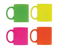 eBuyGB Leuchtende Fluoreszierende Tasse für Tee und Kaffee, Keramik, gemischt, 4 Stück
