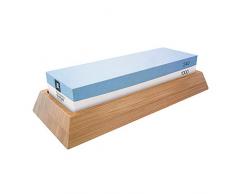 Richardson Sheffield RAX15 Japanischer Wasserstein, Nass-Schleifstein, Körnung 240 (grob)/ 1000 (fein), Abziehstein, Messerschärfer, Korund, Bambus-Holz, Blau/Weiß