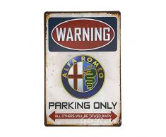 66retro Alfa Romeo Parking Only, Vintage Retro Metall blechschild, Wand Deko Schild, 20 cm x 30 cm