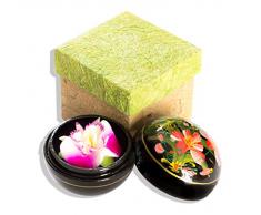 Seifenblume in Mangoholzbox, handgemacht, 8 x 8 x 8 cm, in Geschenkbox