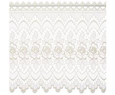 Plauener Spitze by Modespitze, Store Bistro Gardine Scheibengardine mit Stangendurchzug, hochwertige Stickerei, Höhe 60 cm, Breite 112 cm, Creme