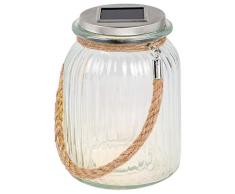 Solarlampe für außen | Solarbetriebene Glaslampe für den Garten | Mit Platz für individuelle Dekorationsideen | Blatt & Blüte