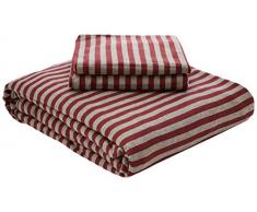 AmazonBasics - Bettwäsche-Set, Jersey, gestreift, 260 x 220 cm / 50 x 80 cm, Dunkelrot