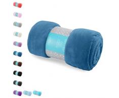 AmeliaHome 39366 Kuscheldecke 70x150 cm dunkelblau Decke Microfaser Mikrofaserdecke Fleecedecke Wohndecke Fleece weich sanft kuschelig blau indigo navy blue Tyler Collection