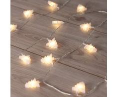 DecoKing 20er LED Lichterkette auf silbernem Draht Tannenbäume warmes Weiß statisch batteriebetriebene LED Girlande Gartendeko Christina