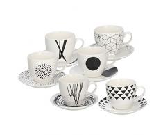 Tognana Set aus 6 Espressotassen Graphic, Porzellan, Weiß