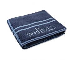 CelinaTex Wellness Saunatuch 80x200 cm Baumwolle Frottee Handtuch mit Stickerei Handtuch dunkel blau 0002145
