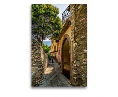 Premium Textil-Leinwand 50 x 75 cm Hoch-Format MALCESINE Altstadtgasse | Wandbild, HD-Bild auf Keilrahmen, Fertigbild auf hochwertigem Vlies, Leinwanddruck von Melanie Viola