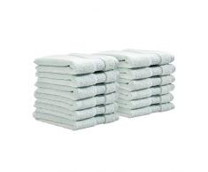 iDesign 12er-Set kleine Handtücher, Waschlappen mit gewebter Verzierung aus Baumwolle, weiches Handtuch Set zum Gesicht- und Händewaschen oder für Dusche und Badewanne, hellblau