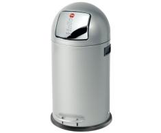 Hailo KickMaxx L, Mülleimer aus Stahlblech, 28 Liter, selbstschließende „Push“-Klappe, breite Fußreling, verzinkter Inneneimer, Tragegriffe, 0835-469
