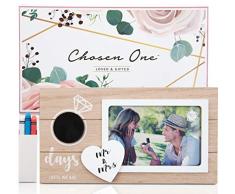Chosen One Hochzeits-Bilderrahmen für Paare, 15,2 x 10,2 cm, mit Kleiner Kreidetafel und Kreide Mr & Mrs Schild für Brautpartys, Verlobungsgeschenke, personalisierbarer Rahmen