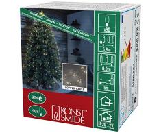 Konstsmide 6380-160 LED Lichterkette Tropfenlametta / für Innen (IP20) / VDE geprüft / 12V Innentrafo / 90 warm weiße Dioden / kupferfarbener Draht