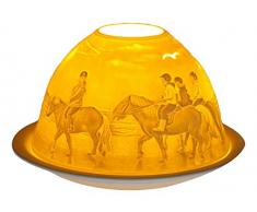 Himmlische Düfte Geschenkartikel GmbH Pferde am Strand Windlicht, Porzellan, Weiss, 12x12x8 cm