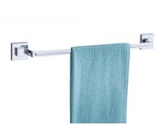WENKO 22684100 Vacuum-Loc Badetuchstange Uno Quadro, Badetuchständer, Handtuchstange, Edelstahl rostfrei, 60.5 x 6 x 5 cm, Glänzend