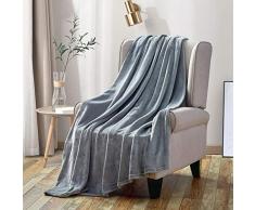 softan Flanell Decke Nicht Verschütten Weich Werfen Decke 260GSM Leichte kuschelige Bettdecke passend für Couch Sofa passend für die ganze Saison, Grau 230 * 230CM