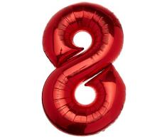 amscan NEU Folienballon Große Zahl 8 rot, 55x88 cm
