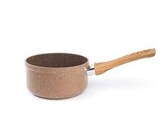 Excelsa Wood & Stone Stielkasserolle 16 cm, Aluminium geschmiedet, braun