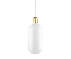 Normann Copenhagen Amp Pendellampe, Glas, Weiß/Messing, 26 x 11,2 cm