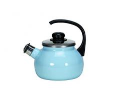 Krüger Flötenkessel Sylt 2 Liter 18 cm, Emaille, blau, 18x18x9 cm